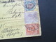 Italien 1913 Auslandspaketkarte Zusatzfrankaturen, Viele Stempel Venegono Superiore - Ostende Klebezettel Remboursement - Pacchi Postali
