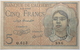 Algérie - 5 Francs - 1944 - PICK 94a - TTB - Algeria