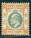 1903/1904 King Edward VII,Definitives,Hong Kong, 5 C.,Wmk.2 Or 3,MLH - 1941-45 Japanisch Besetzung