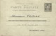 42 - ROANNE  - Carte Commerciale - Entier Postal Perforé -  M. FORAY - Roanne