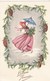 CARTE FANTAISIE. " BONNE ANNEE ".ILLUSTRATION. FEMME DANS LE VENT ET SOUS LA NEIGE .ANNEE 1953+ TEXTE - New Year