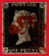 GBR SC #1 U (F,G) 1840 Queen Victoria 4 Margins W/red MC Cancel CV $390.00 - Used Stamps