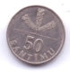 LATVIA 1992: 50 Santimu, KM 13 - Letland