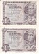 PAREJA CORRELATIVA DE 1 PTA DEL AÑO 1948 SERIE A - DAMA DE ELCHE  SIN CIRCULAR -UNCIRCULATED (BANKNOTE) - 1-2 Pesetas