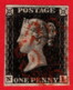 GBR SC #1 U (N,I) 1840 Queen Victoria 3+ Margins W/red MC Cancel CV $370.00 - Used Stamps