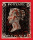 GBR SC #1 U (N,I) 1840 Queen Victoria 3+ Margins W/red MC Cancel CV $370.00 - Usados