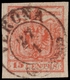 Used ) LOMBARDO-VENETO 1852 | 15c. Rosso II Tipo, Carta Vergata Verticalmente, Usato A Verona | Provenienz - Lombardo-Vénétie