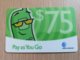 ST VINCENT & GRENADINES   $ 75 PAY AS YOU GO  GREEN  THICK  Prepaid   Fine Used  Card  **2165 ** - Saint-Vincent-et-les-Grenadines