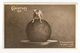 1914 CHRISTMAS CARD.    BULLDOG ON CHRISTMAS PUDDING   PHOTO POSTCARD - War 1914-18