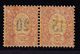 Um 1868 Telegraphenmarken Paar Probedruck Auf Dünnem Papier Mit Eindruck 15 Auf 25 C Und 20 Auf 25 C. - Télégraphe