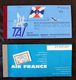 Billets Avion Air France Et TAI Tananarive Paris,et Istanbul Paris Chauvicourt 1962 - World
