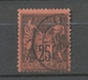 Classique Sage N°91 25c Noir Sur Rouge Type II N/U Oblitéré TB. X263 - 1876-1878 Sage (Tipo I)