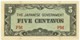 PHILIPPINES - 5 Centavos - ND ( 1942 ) WWII - Pick 103.a - Serie PM - Japanese Occupation - Filipinas