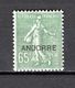 ANDORRE N° 16  NEUF AVEC CHARNIERE COTE 31.00€   TYPE SEMEUSE LIGNEE - Neufs