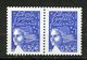 France, Yvert 3449a**, Marianne De Luquet RF 0,50€ Outremer Sans Bande Phosphorescente Paire, MNH - Neufs