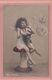 OLD PHOTO POSTCARD - CHILDREN -  GIRL ON MUSHROOM - BLOWING BUBBLES - ROTOPACT POSTCARD - Ritratti