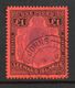 Leeward Islands GV1 £1 Violet & Black/Scarlet Perf 13. SG 114c Very Fine Used. - Leeward  Islands