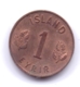 ICELAND 1957: 1 Eyrir, KM 8 - Islanda