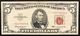 Usa 5 $ Dollar  DOLLARI 1963 Star Starnote Red Seal Lotto 1690 - Biglietti Degli Stati Uniti (1928-1953)