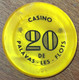 34 PALAVAS LES FLOTS CASINO JETON DE 20 FRANC N° 0841 CHIP TOKENS COINS - Casino