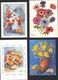 Biglietti Augurali USATI 4 Artisti Con La Bocca M. Kaminska R. Roberts R. Christensen Flowers Greeting Cards MAT00003 - Andere & Zonder Classificatie