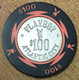 ÉTATS-UNIS USA NEW JERSEY ATLANTIC CITY PLAYBOY CASINO CHIP $100 JETON TOKENS COINS CASINO FERMÉ - Casino