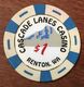 USA WASHINGTON RENTON CASCADE LANES CASINO CHIP $1 OBSOLETE  CLOSED JETON TOKENS COINS GAMING - Casino