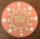 USA CALIFORNIE COMPTON CRYSTAL CASINO CHIP 50C JETON TOKENS COINS - Casino