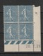 France Bloc De Quatre  Coin Date Du N° 205 ** 3 Timbres Parfait Un Avec Un Defaut  Mque Une Dent Du 20 07 1926 - ....-1929