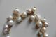 Neuf - Bracelet Gourmette Chaîne Dorée à Breloques En Perles D'eau Douce Blanc Nacré Irisées - Bracelets