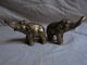 Vintage - Couple D'éléphants En Métal Made In Hong Kong - Dieren