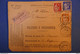 529 FRANCE  1937 VALEUR A RECOUVRER MAYENNE A COMMER RECOMMANDé AFFRANCHISSEMENT INTERESSANT - Covers & Documents