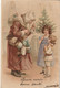 WA 3- PERE NOEL AVEC COUPLE D' ENFANTS - SAPIN DE NOEL , CADEAUX : POUPEE , TAMBOUR , BATEAU- 2 SCANS - Santa Claus