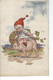 Belle Carte Sympa De L'illustrateur Castelli ( Enfant Sur Cochon ) - Castelli