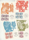 Suisse Carte Maximum X 6 Yvert 1034 + 1036 à 1040 Bloc De 4 Coutumes Populaires 1977 - 1978 Avec Pochette - Cartes-Maximum (CM)