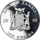 Monnaie, Zambie, 1000 Kwacha, 1998, British Royal Mint, SPL, Silver Plated - Zambie