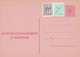 B01-198 AP - Entier Postal - Carte Postale Avis De Changement D'adresse N° 14 F - Chiffre Sur Lion Héraldique - 1 Fr Rou - Avis Changement Adresse