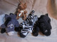 Vintage - 6 Mini Peluches - Âne écureuil Zèbre Panthère Noire Phoque Morse - Cuddly Toys