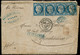 LET FRANCE - Poste - 60A (x4), Lettre Du 18/4/74 Pour L'Uruguay Via Bordeaux, Taxée "10 Centimos" (2 Ex. Dents Courtes) - 1849-1876: Klassieke Periode