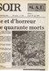 Football - Catastrophe Du Heysel (fac-similé De La Une Du Journal Le Soir, Belgique) Du 30/5/1985 - Documents Historiques