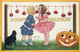 265437-Halloween, IAP 1908 No IAP01-5, Bernhardt Wall, Black Cat & JOL Watch Boy & Girl Biting The Same Apple - Halloween