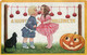 265445-Halloween, IAP 1908 No IAP01-5, Bernhardt Wall, Black Cat & JOL Watch Boy & Girl Biting The Same Apple - Halloween