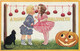 265447-Halloween, IAP 1908 No IAP01-5, Bernhardt Wall, Black Cat & JOL Watch Boy & Girl Biting The Same Apple - Halloween