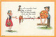 282327-Halloween, Bergman 1915 No 1623/1-4, Girl Startled By Boy On Fence Holding Jack O Lantern - Halloween