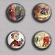 Spirou ART BADGE BUTTON PIN SET 2 (1inch/25mm Diameter) 35 DIFF - BD