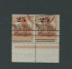 1918. PAIR OF GERMANIA  25 / 7½ F STAMPS  WITH LARGER MARGIN . ERROR  PRINT - Gebraucht