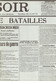 Préludes De Batailles Fac-similé De La Une Du Journal Le Soir (Belgique) Du 20 Août 1914 - Documents Historiques