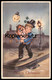 ALTE KÜNSTLER POSTKARTE SCHORNSTEINFEGER MERRY CHRISTMAS CHIMNEY SWEEP MOND MIT GESICHT UND HUT Cpa Postcard AK - Altri & Non Classificati