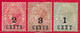 Honduras Britannique N°26 2c Sur 1p, N°27 3c Sur 3p, N°32 1c Sur 1p 1888-91 * - British Honduras (...-1970)