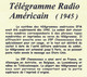 FRAGMENT De TELEGRAMME RADIO EFM Avec TIMBRE FRANÇAIS CHATEAU De CHENONCEAUX N° 611 OBLITÉRATION US 1945 ARMY - Guerra Del 1939-45